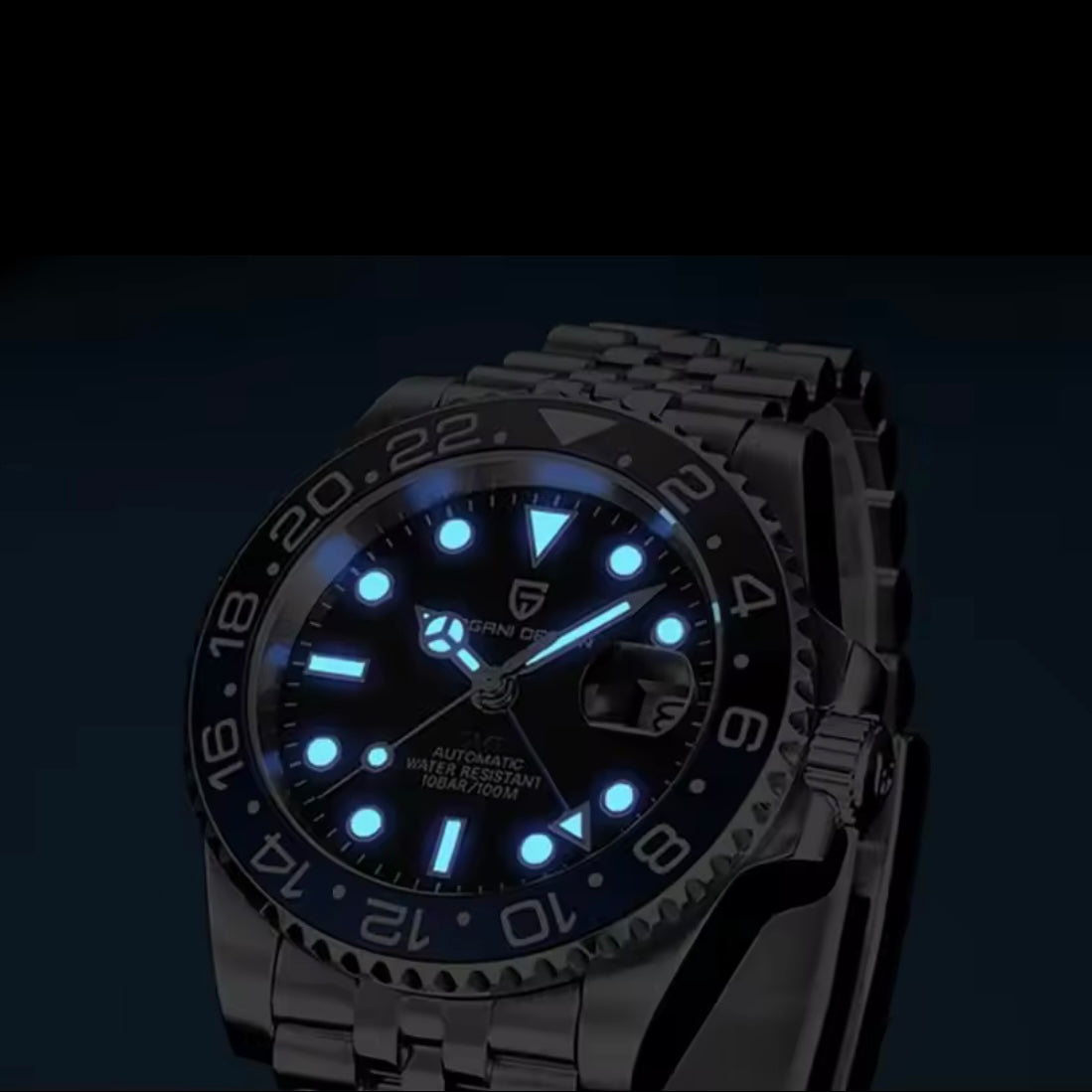 PAGANI DESIGN PD-1662 GMT men watch black dial 40mm