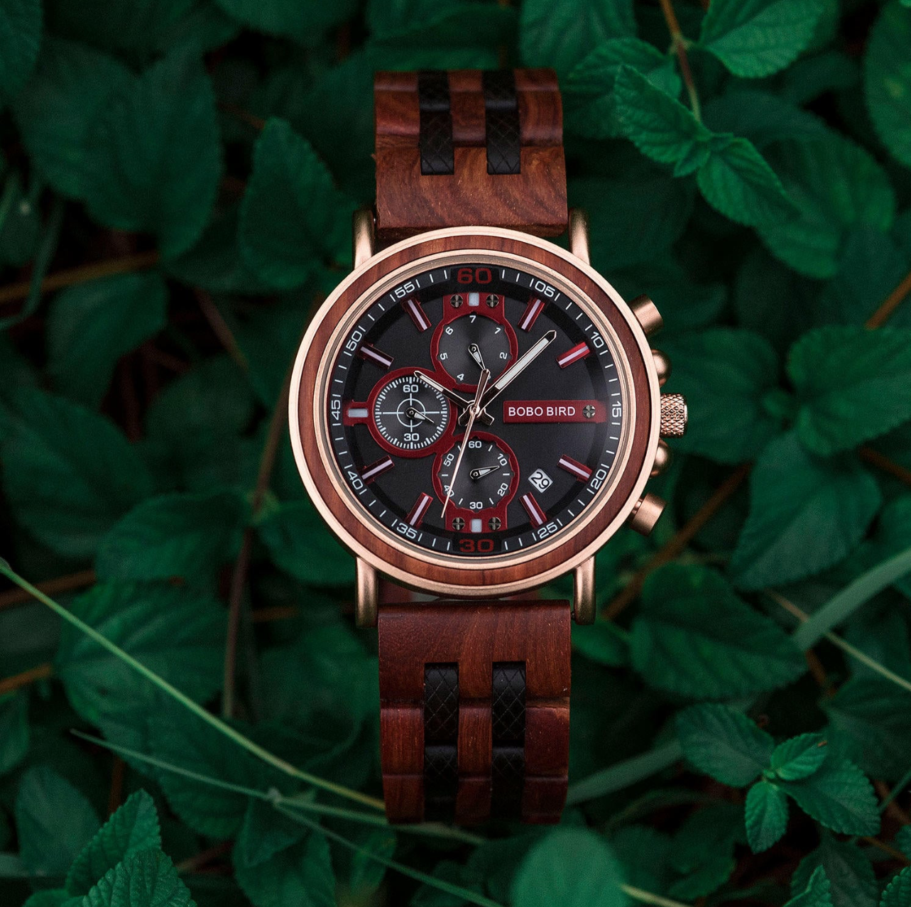 BOBOBIRD S18-5 Men's Wooden Watch 44mm