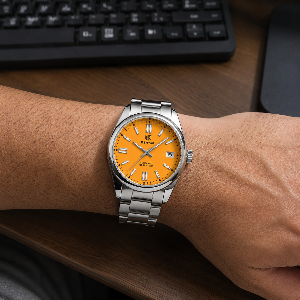 BENYAR BY-5185 men watch honey yellow dial 39mm