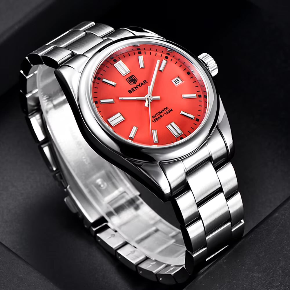 BENYAR BY-5185 men watch coral red dial 39mm