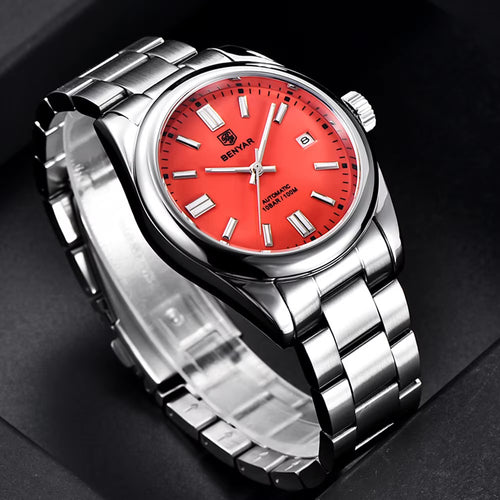 BENYAR BY-5185 men watch coral red dial 39mm