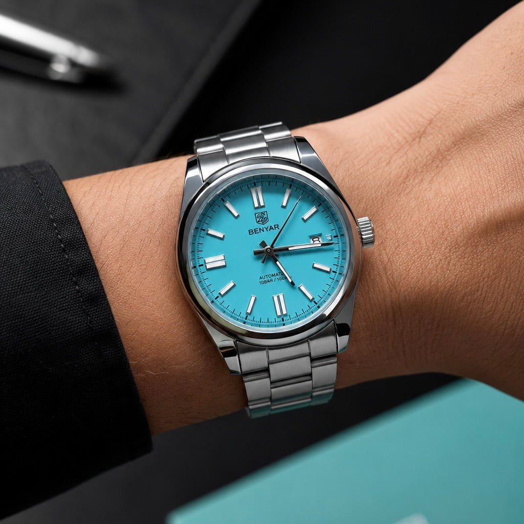BENYAR BY-5185 men watch sky blue dial 39mm