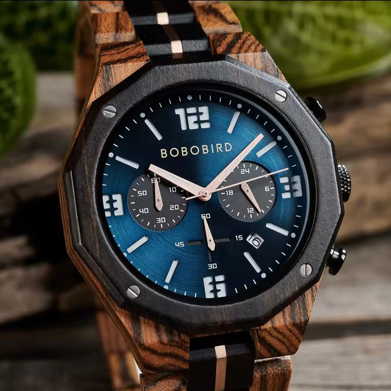 BOBOBIRD GT134-3 Men's Wooden Watch 45mm