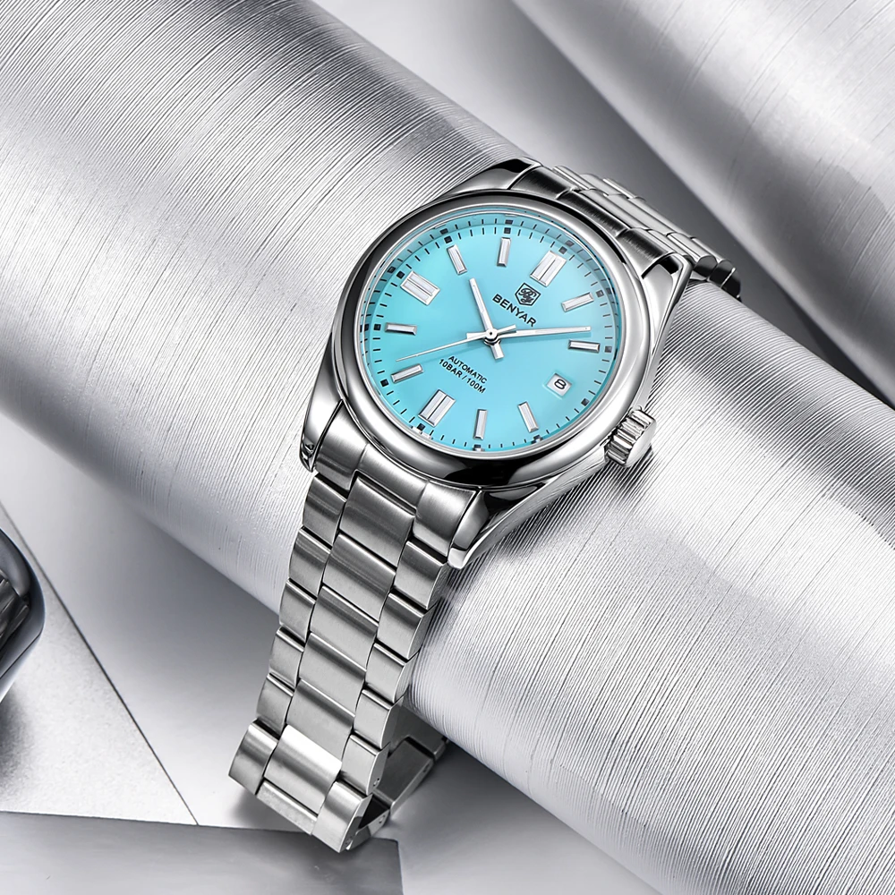 BENYAR BY-5185 men watch sky blue dial 39mm