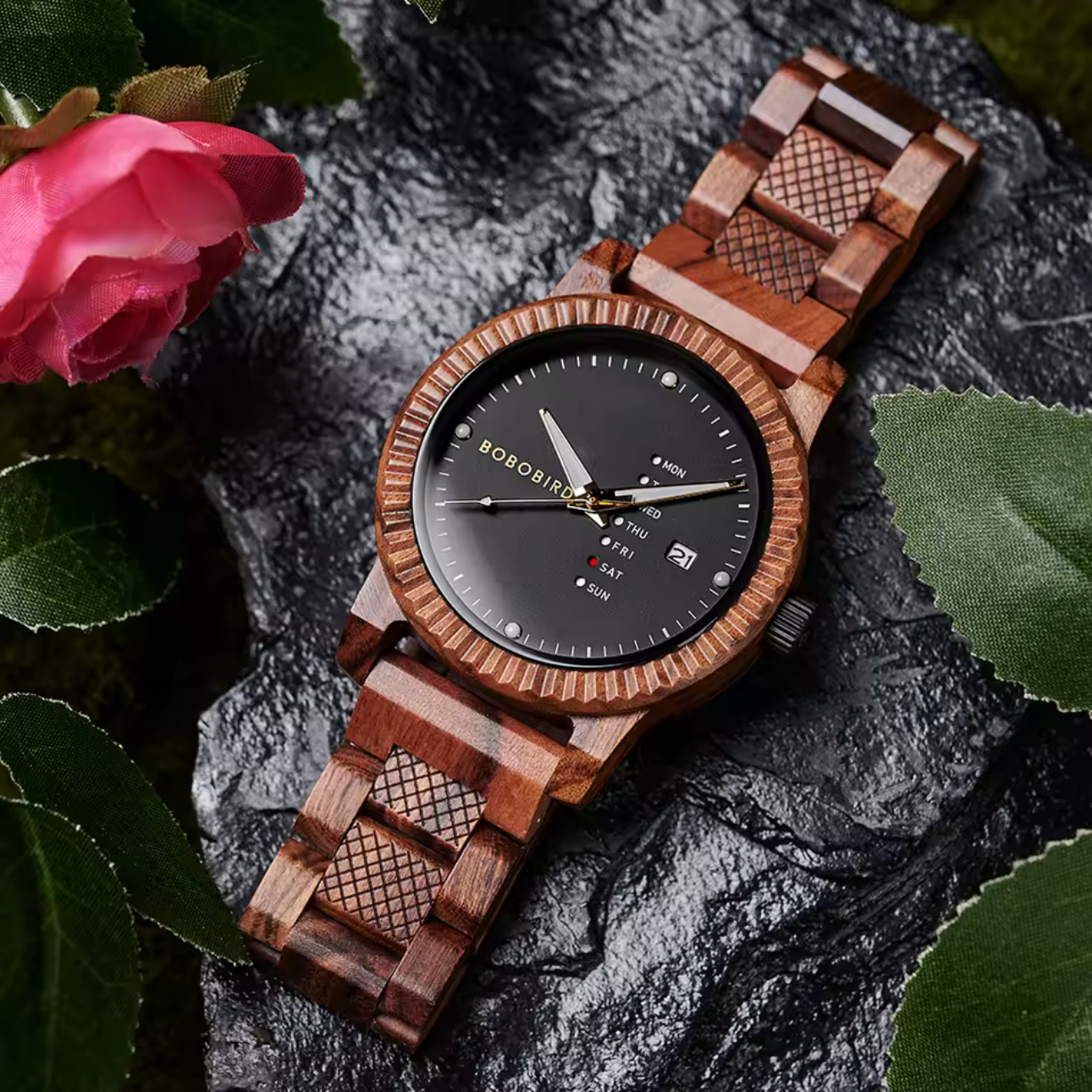 BOBOBIRD GT132-1 Men's Wooden Watch 43mm