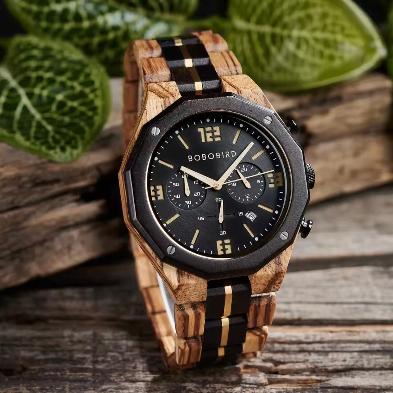 BOBOBIRD GT134-1 Men's Wooden Watch 45mm