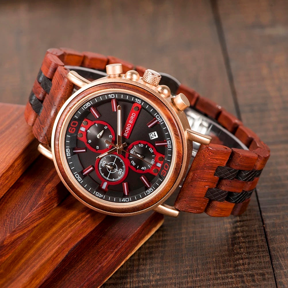 BOBOBIRD S18-5 Men's Wooden Watch 44mm