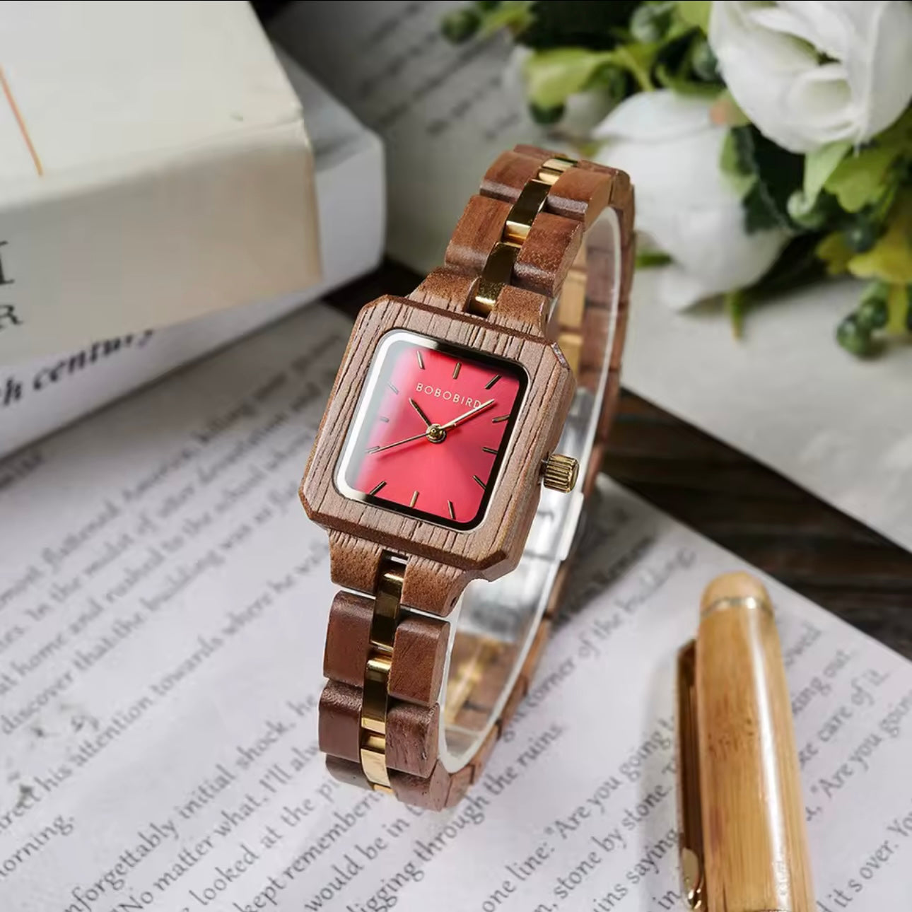 BOBOBIRD GT146 Women's Wooden Watch 24x27mm