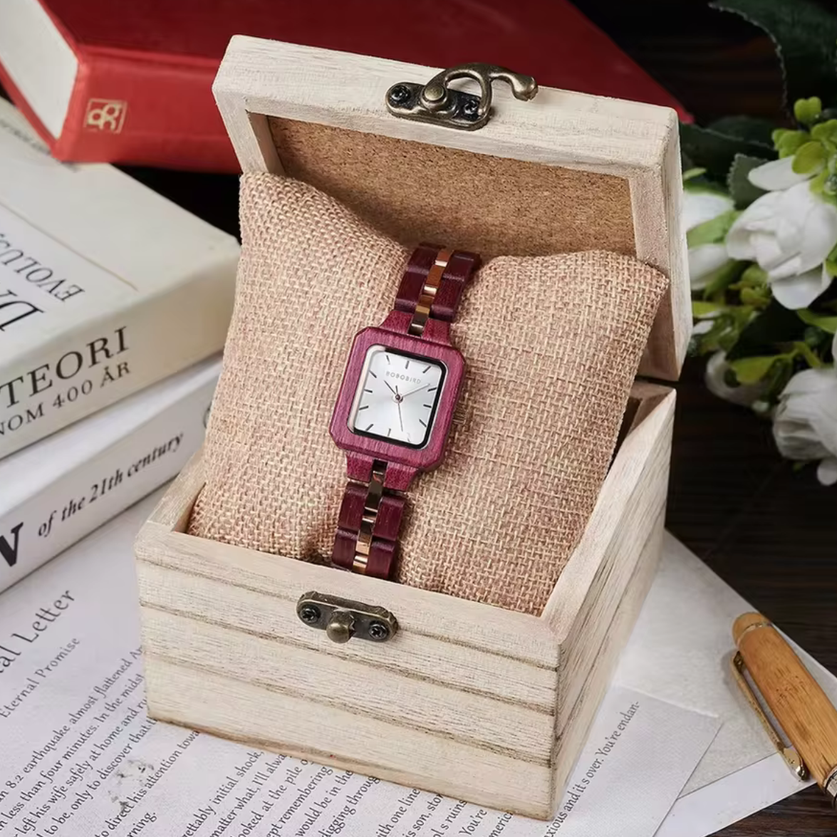 BOBOBIRD GT146 Women's Wooden Watch 24x27mm