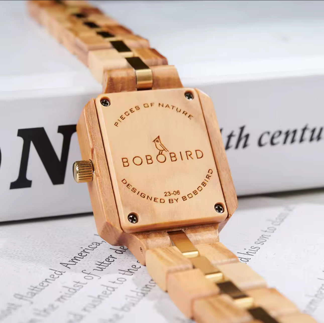 BOBOBIRD GT146 Women's Wooden Watch 24x27mm