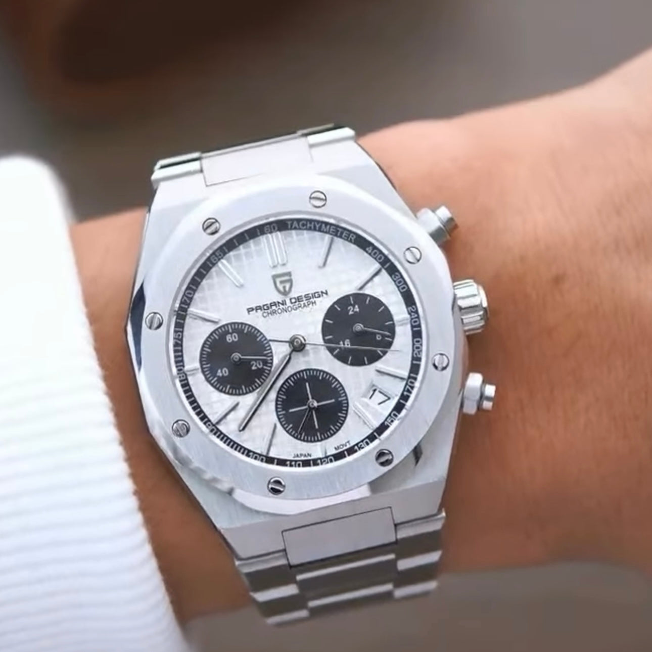 PAGANI DESIGN PD-1707 men watch white dial 40mm